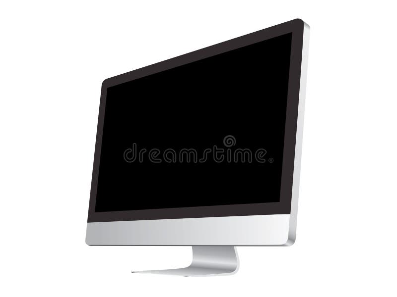 Isolated Computer Black Screen On White Blackground Stock Illustration