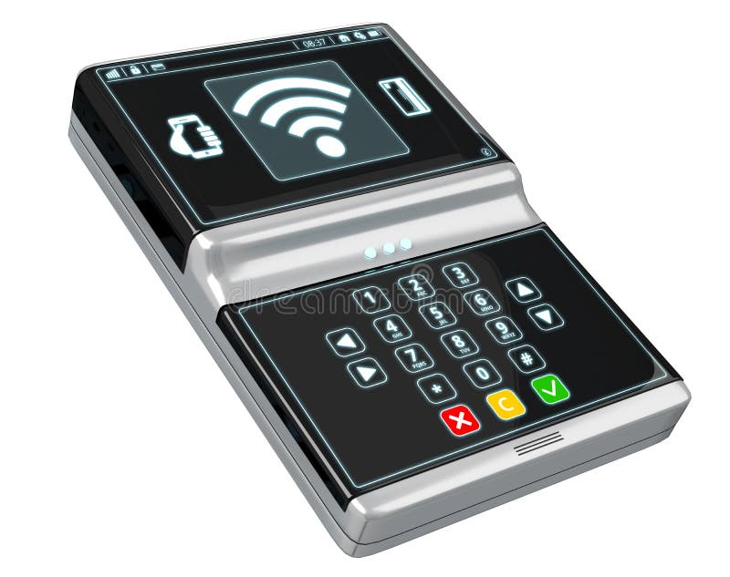 Isolated contactless terminal payment 3D rendering royalty free illustration