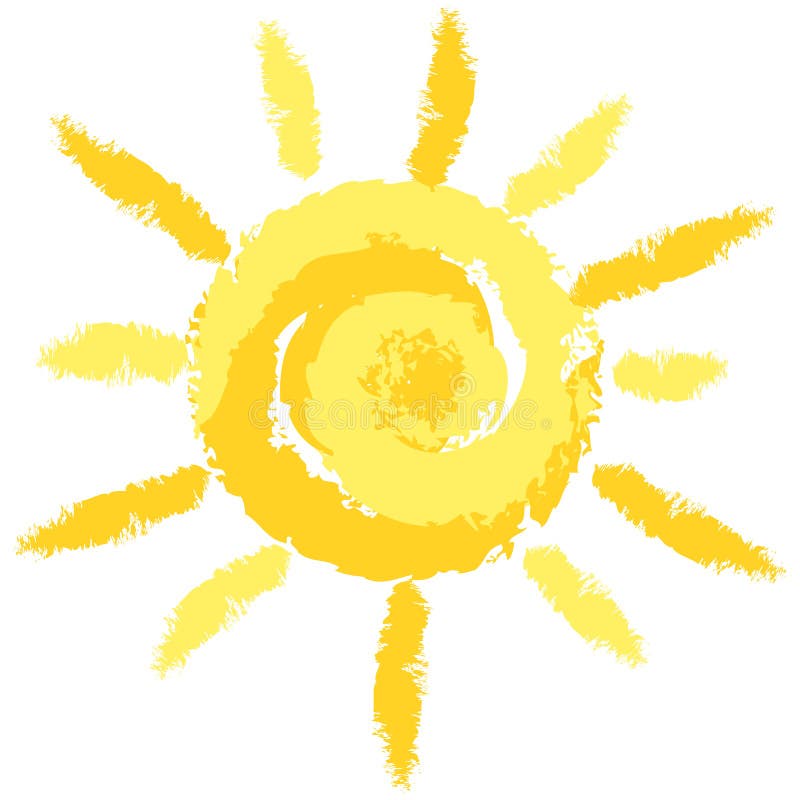 Isolated Cute Crayon Sun, Vector Image vector illustration