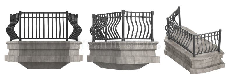 Isolated 3d render illustration of medieval castle balcony