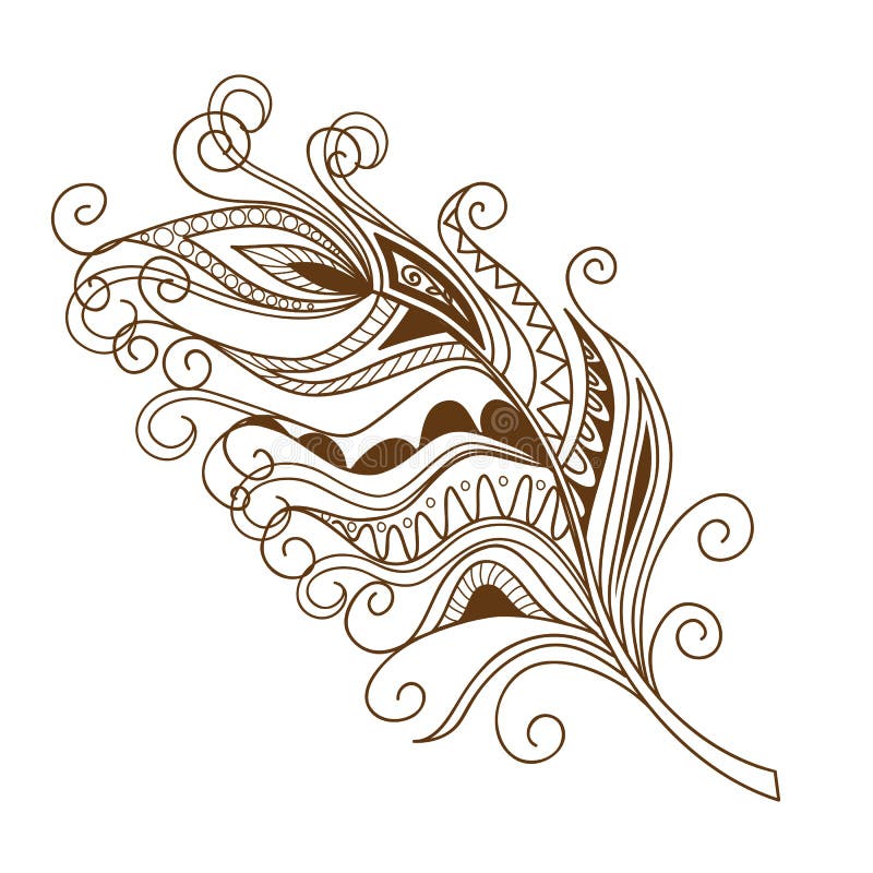 Isolated Decorated Feather in the Boho Style Stock Vector ...