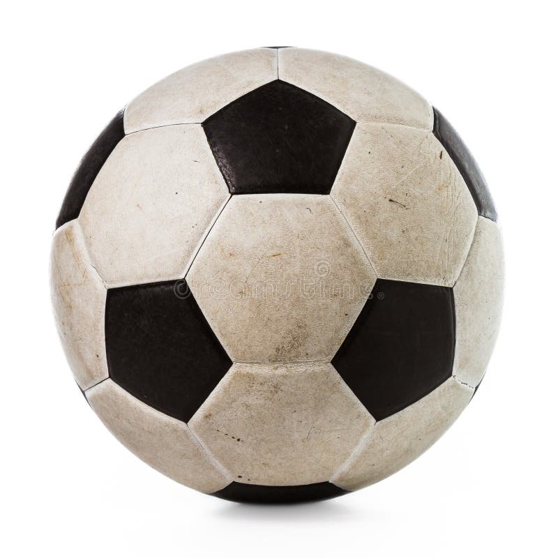Isolated dirty soccer ball stock photography