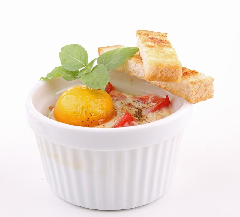 Egg cocotte stock image. Image of tomato, white, basil 21280515