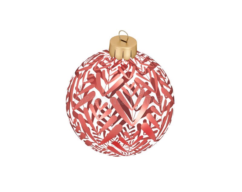 Isolated Elegance Red Christmas Decorative Ball on White Background