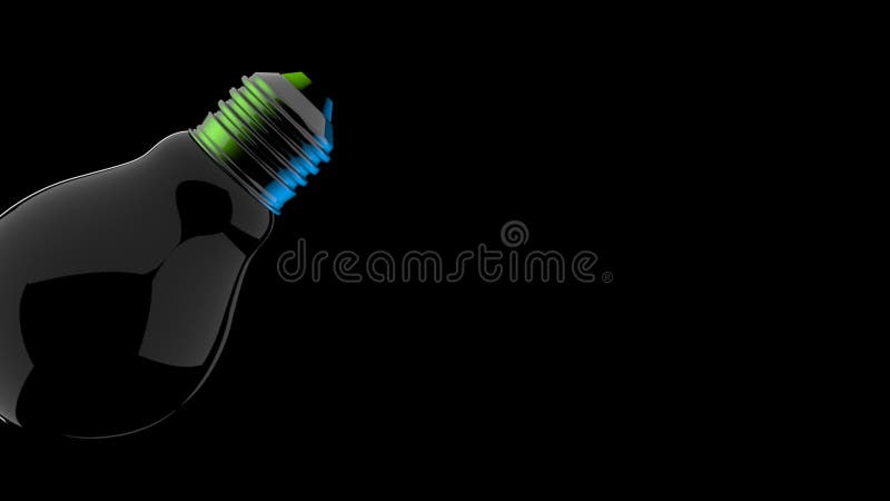 Isolated Empty Light Bulb Spins into Frame Over Black Background vector illustration