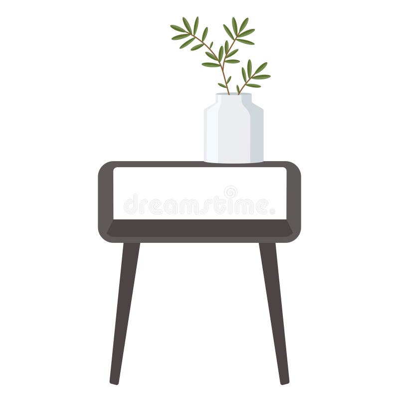 Isolated end table with vase vector illustration
