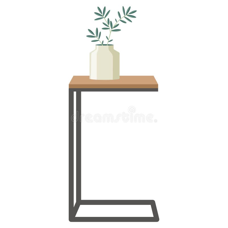 Isolated end table with vase. Vector illustration royalty free illustration