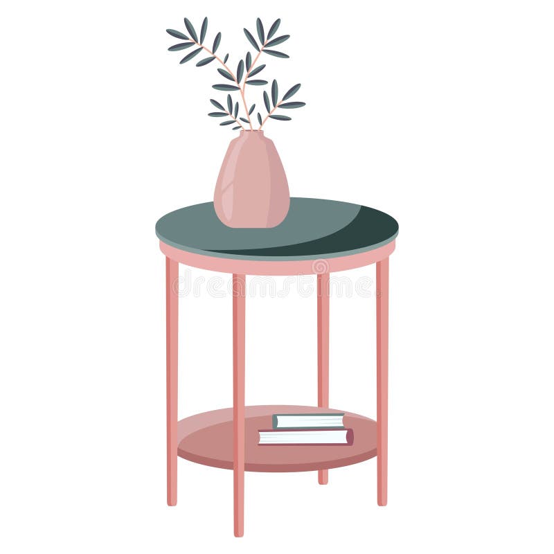 Isolated end table with vase. Vector illustration royalty free illustration
