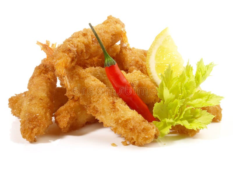 Isolated Fast Food - Fried crispy Shrimps