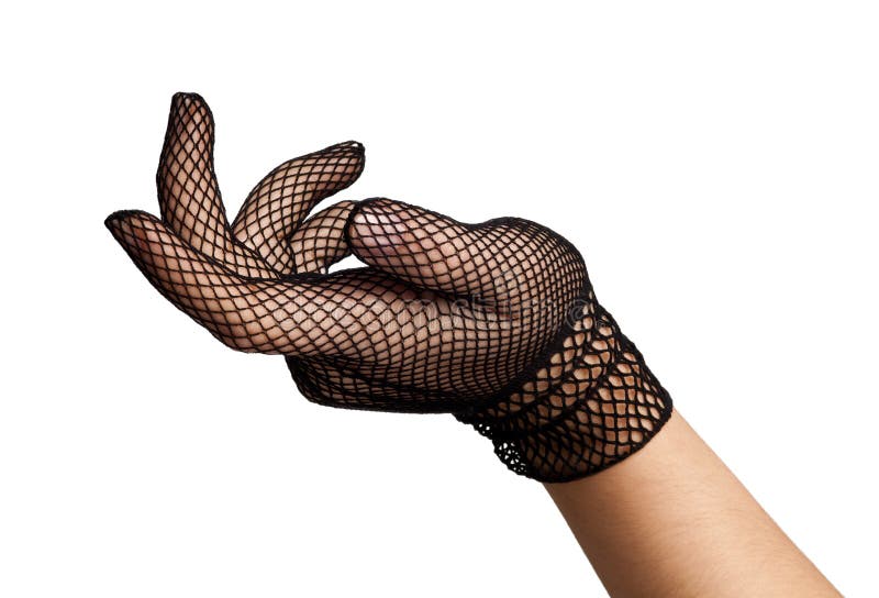 Isolated close up photo of an elegant female hand with lace gloves. Her hand is positioned in a artistic way. Isolated close up photo of an elegant female hand with lace gloves. Her hand is positioned in a artistic way.