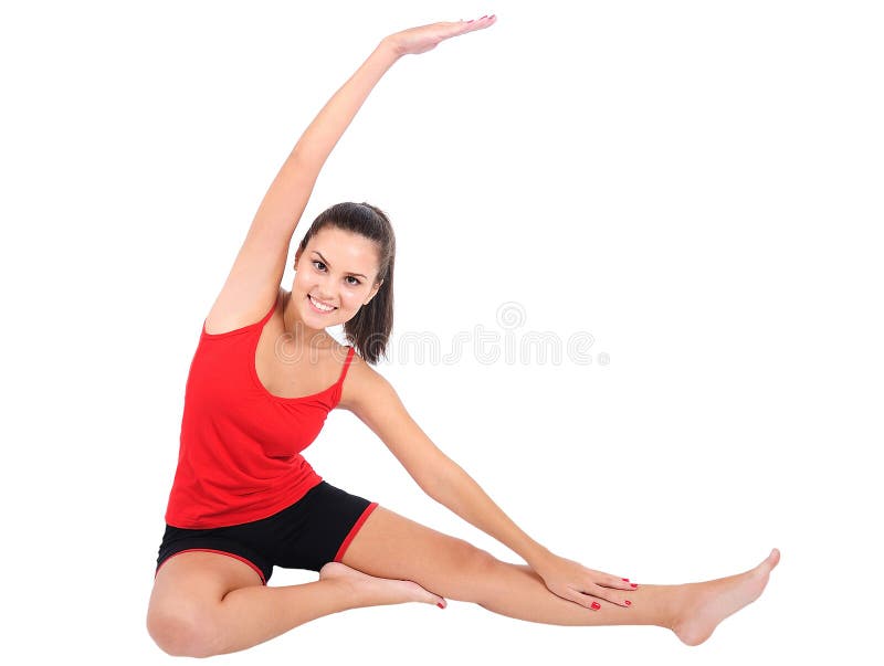 School Card of Girl Pointing at Her Feet Isolated on a White Background ...