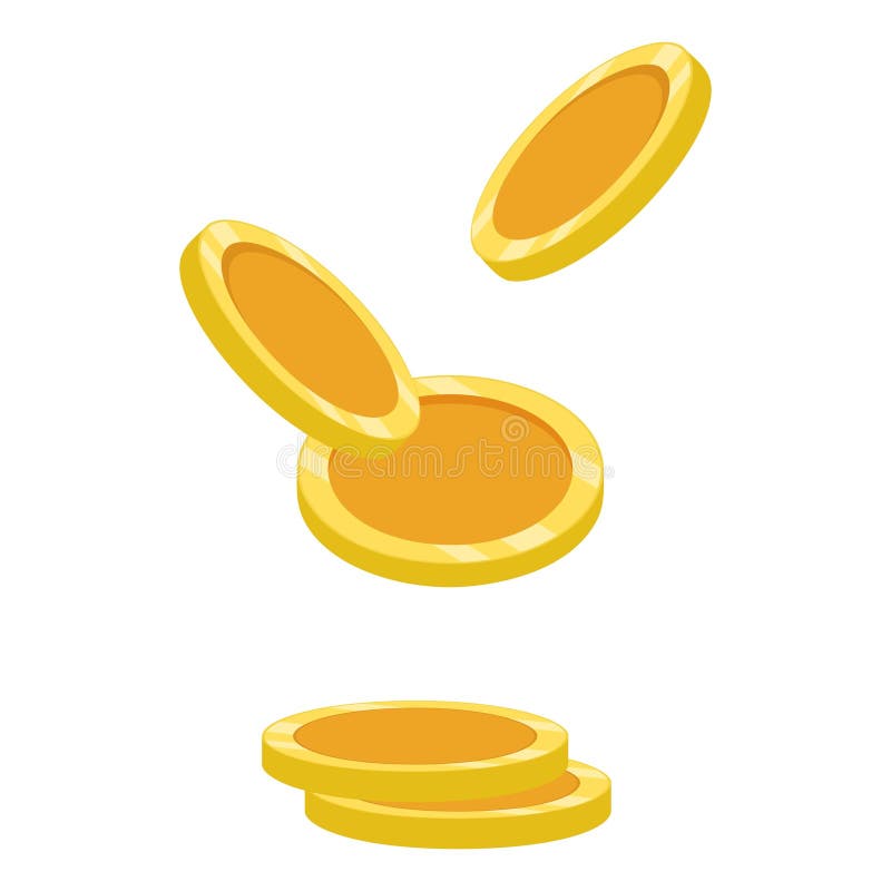 Isolated flying empty golden coins royalty free illustration