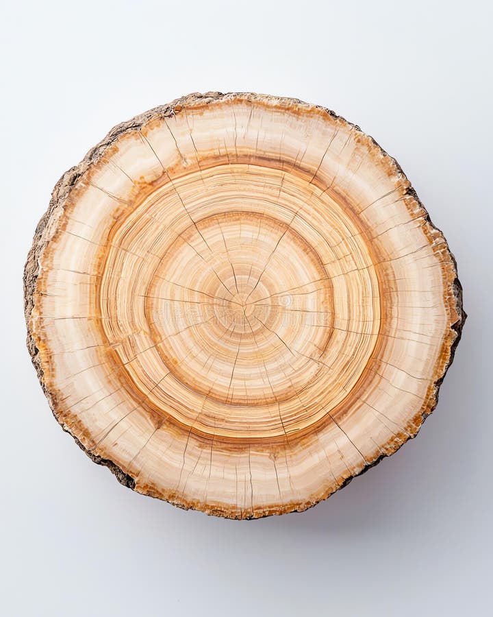 Isolated Fossils Layers, Close-Up View of Natural Wooden Tree Ring on White Background royalty free illustration