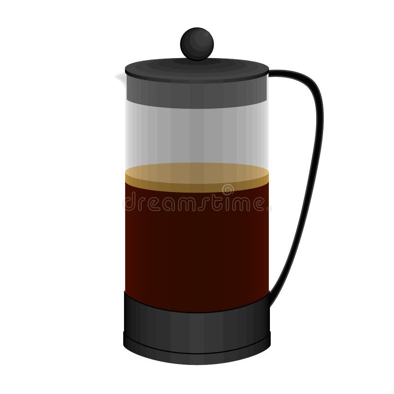 French Press with a Coffee Ground Cup Stock Vector Illustration of