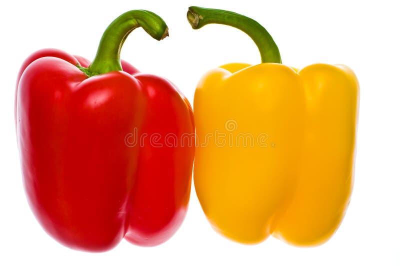 Isolated Fresh Red & Yellow Peppers