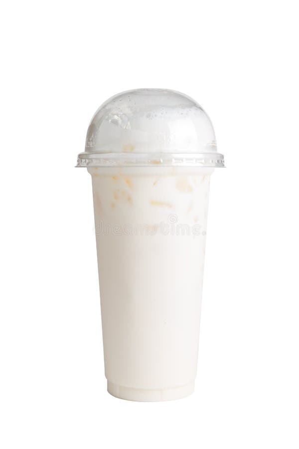 Download Isolated Front View Of Iced Fresh Milk In Plastic Cup With Plastic Cap. Studio Shot Stock Image ...
