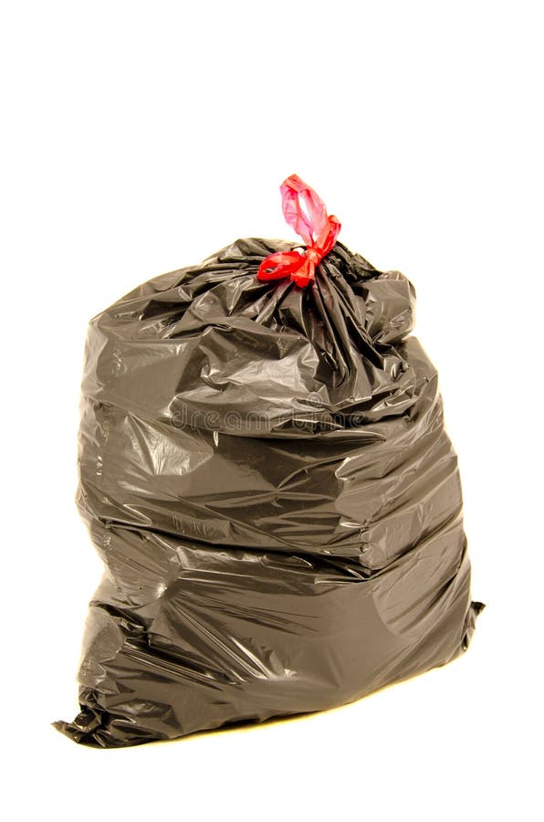 Isolated Full Black Garbage Bag In White Background Stock Photo Image of cleaner, black 35406912