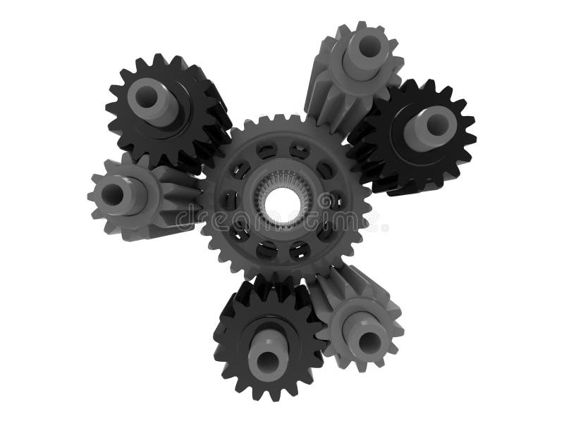 Isolated Gear Assembly View Stock Illustration Illustration of white