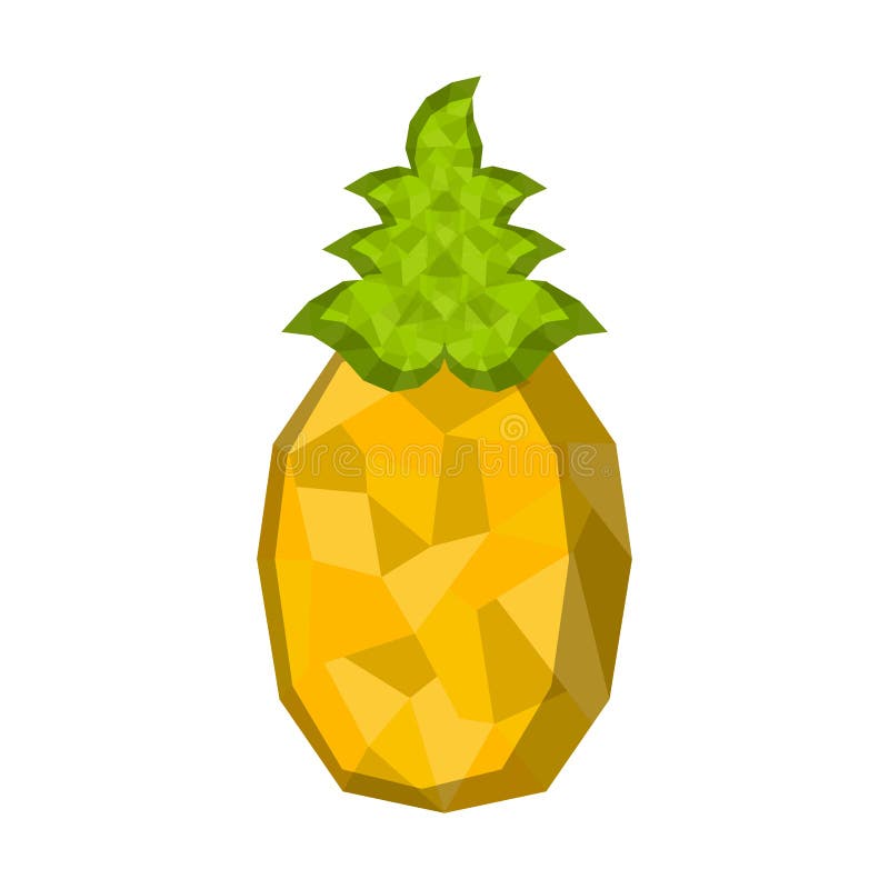 Isolated geometric pineapple. Low Poly royalty free illustration