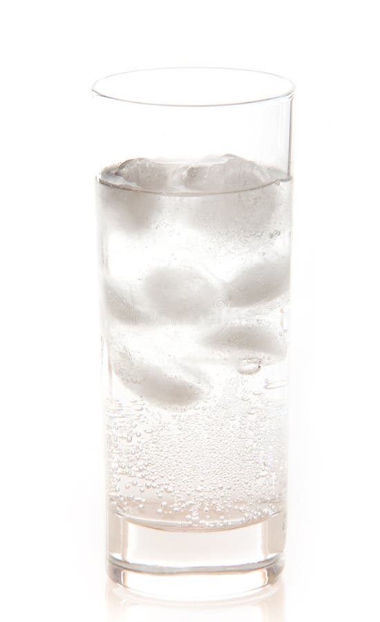 Isolated glass of soda with ice cold water