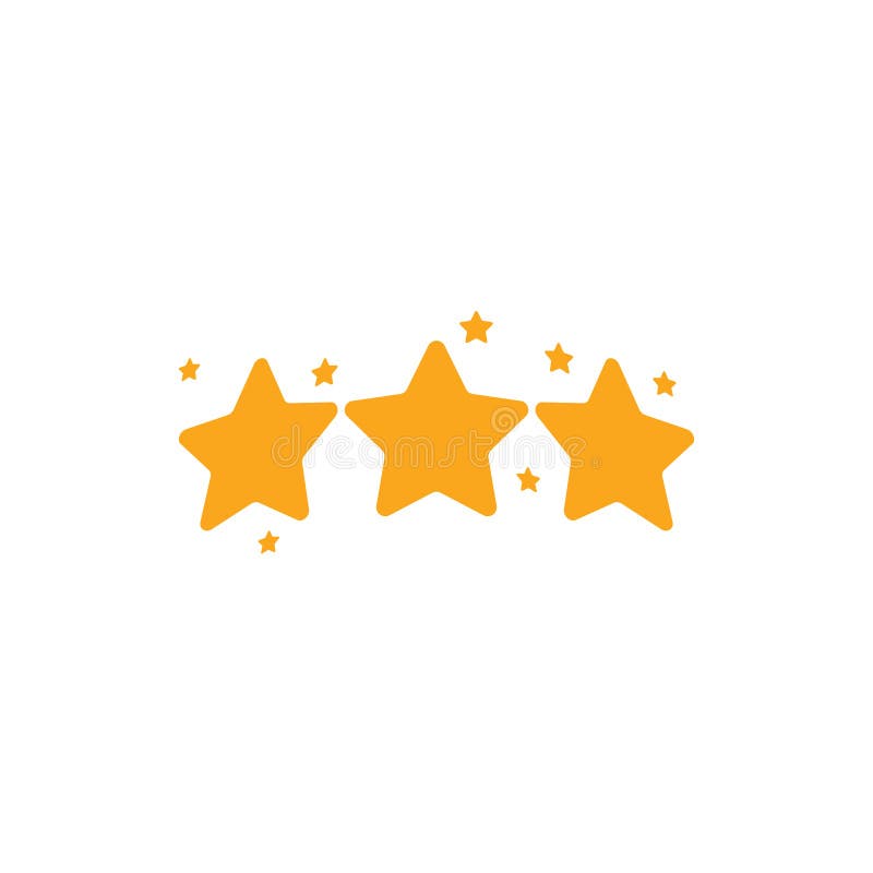 Isolated golden vector stars logo. Rating sign. Quality standard icon. Reward symbol. Three five-pointed. Space element