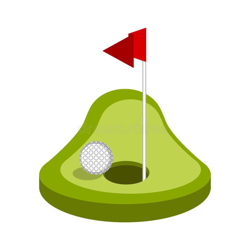 Golf hole with a red flag stock vector. Illustration of vector 145065090