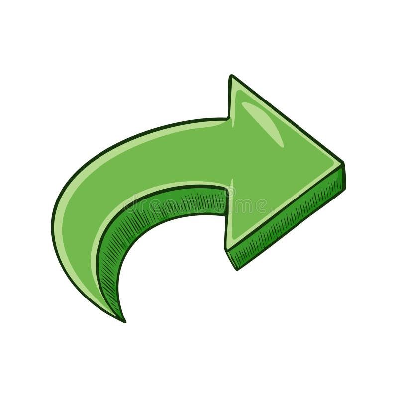 Isolated Green Arrow Icon: Refresh or Share Symbol with Shading and Sharp Angles stock illustration