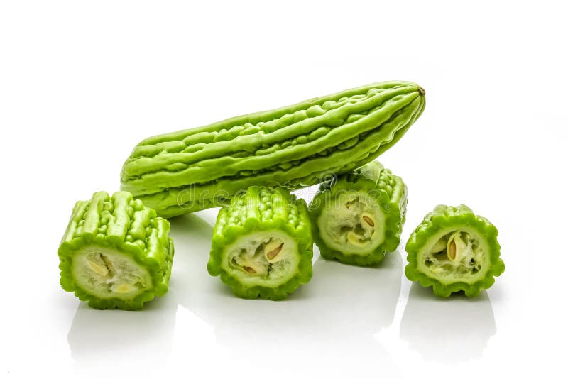 Isolated of Green Bitter Gourd Sliced on the White Background Stock Image Image of nutrition