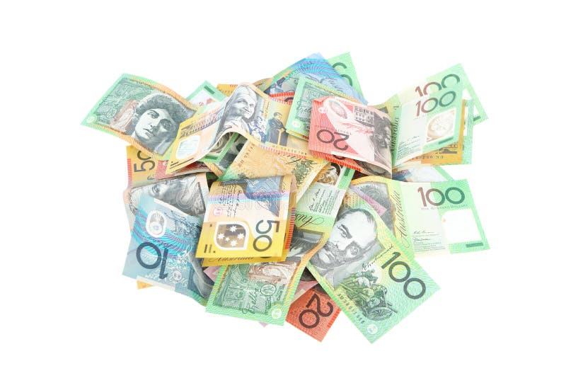 Group of colorful australian money banknote dollar AUD pile on white background royalty free stock images Group of colorful australian money banknote dollar AUD pile on white background royalty free stock images