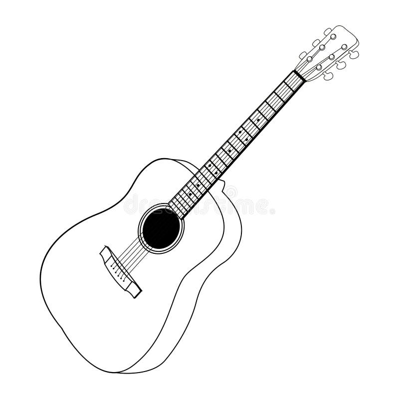 Isolated guitar outline stock vector. Illustration of studio 99535468
