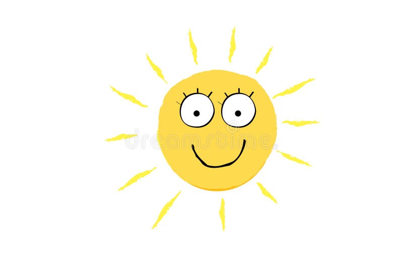 Isolated happy sun on white background. Illustration design