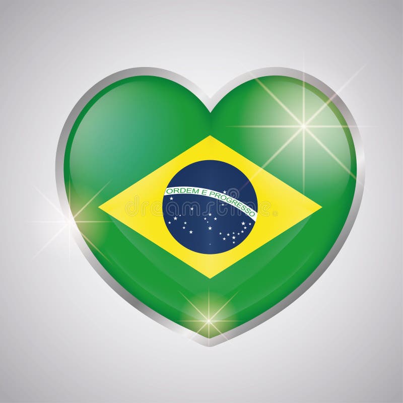 Isolated Heart Shape with the Flag of Brazil Stock Vector Illustration of concept, isolated