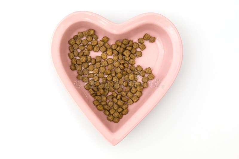 Isolated Heart Shaped Dog Food Bowl Stock Photo Image of brown, white