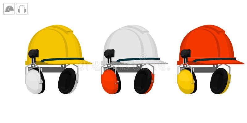 Isolated helmet earmuffs on white background stock illustration