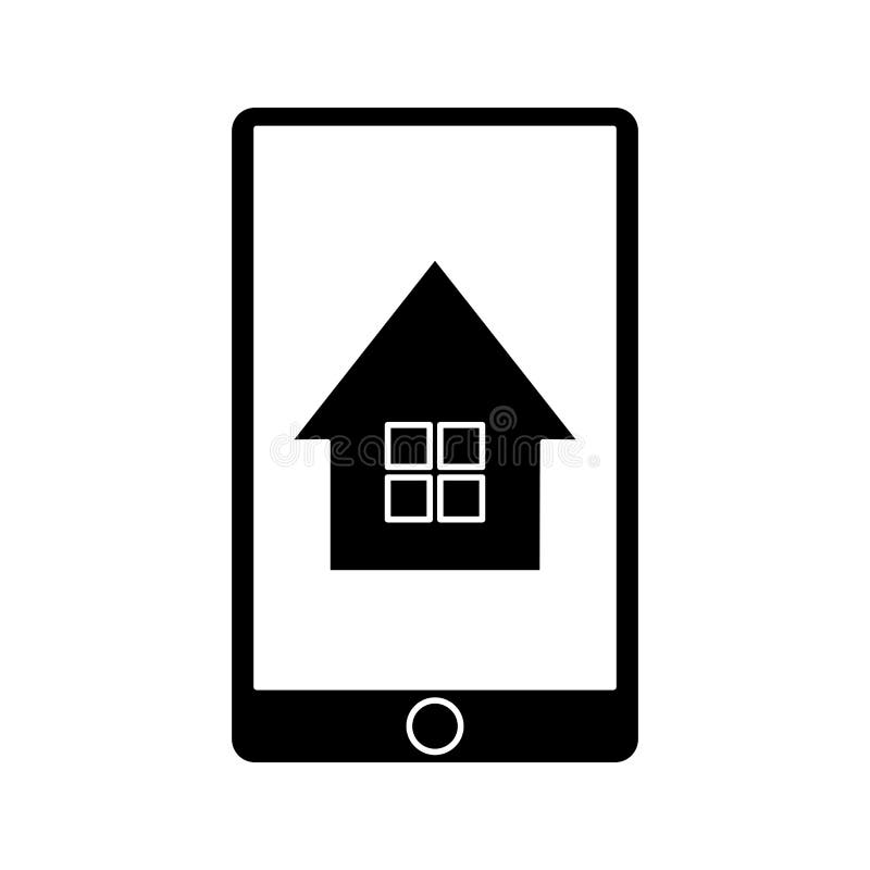 Smartphone and House Symbol Black and White Stock Vector - Illustration ...