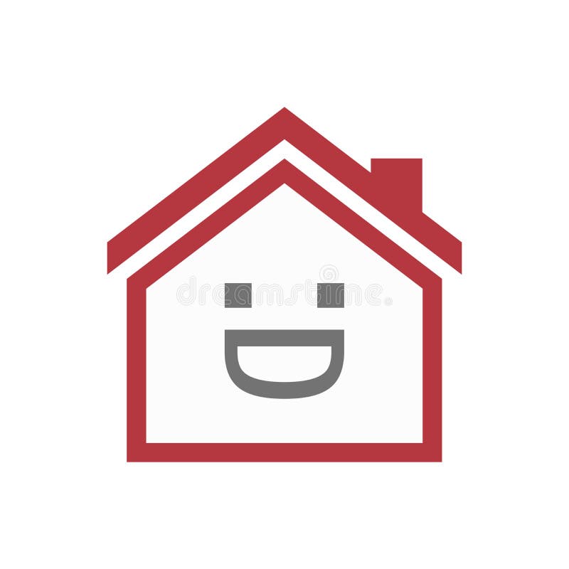 Isolated House with a Laughing Text Face Stock Illustration