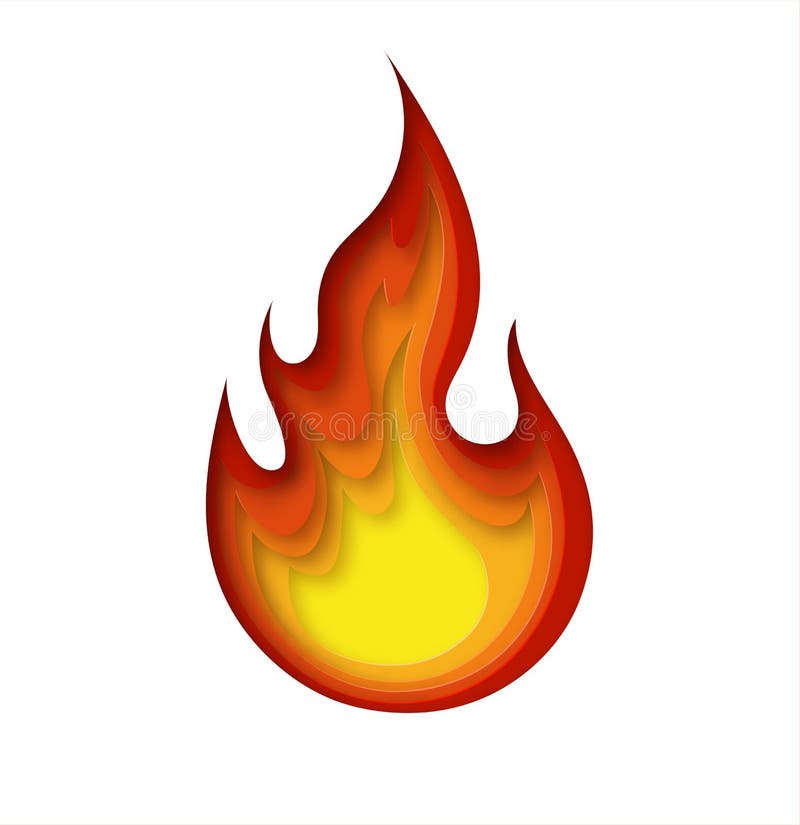 Isolated Illustration of Fire in Paper Cut Style. Layered Design. Icon ...