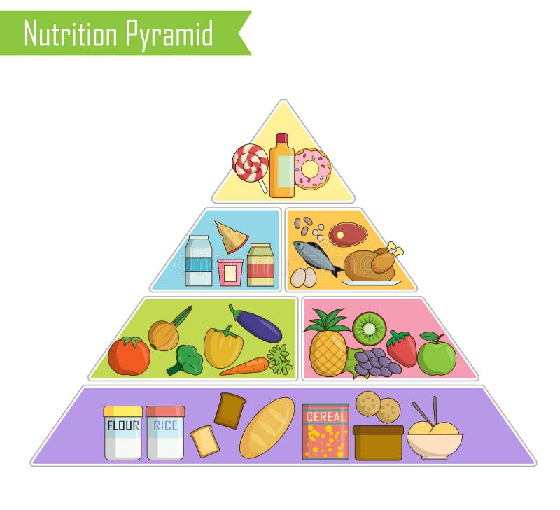 Isolated infographic chart of a healthy balanced nutrition pyramid