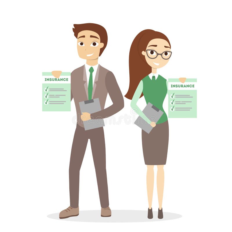 Isolated insurance agents. stock vector. Illustration of concept