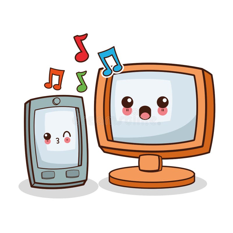 Kawaii Computer Technology Image Stock Illustration - Illustration of ...