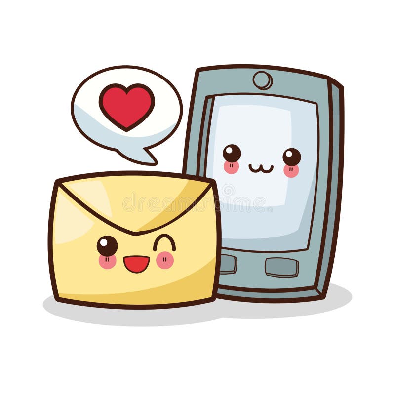 Isolated kawaii smartphone design royalty free illustration