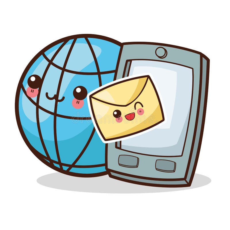 Isolated kawaii smartphone design royalty free illustration