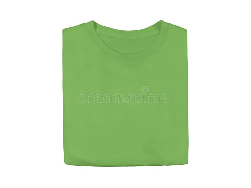 Isolated lime green colour blank fashion folded tee front mockup template. The isolated lime green colour blank fashion folded tee front mockup template