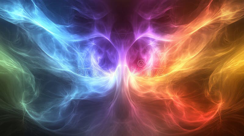 Isolated line art illustration with fractal light backdrop featuring abstract colors stock images