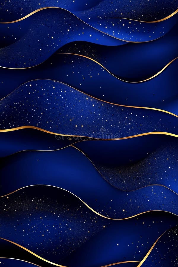Isolated line art illustration with shimmering glitter elements against a brilliant abstract blue background royalty free stock photo