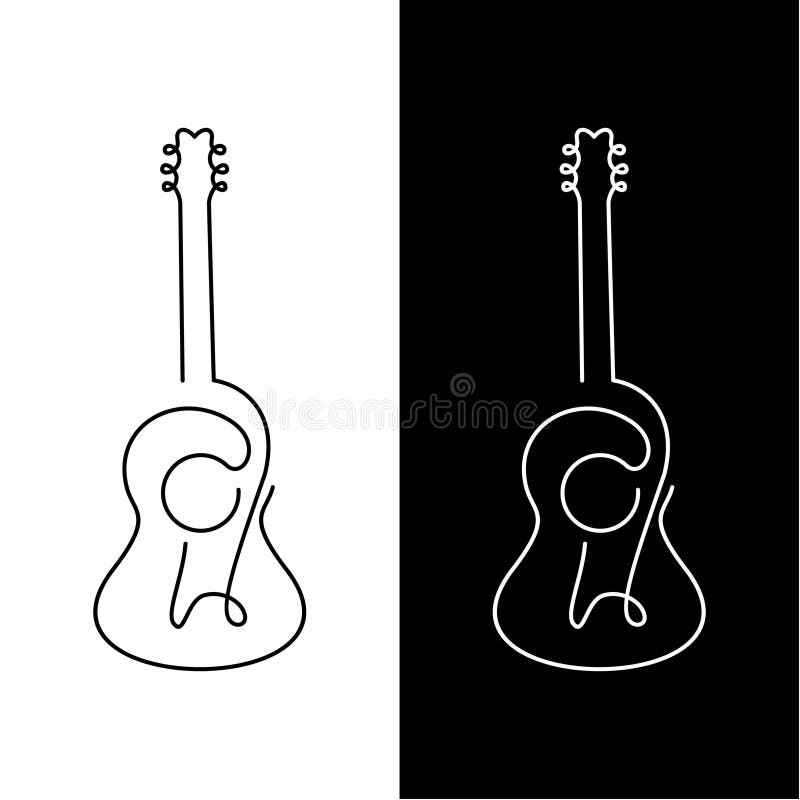Isolated line drawing of acoustic guitar and electric guitar, vector illustration design royalty free stock images