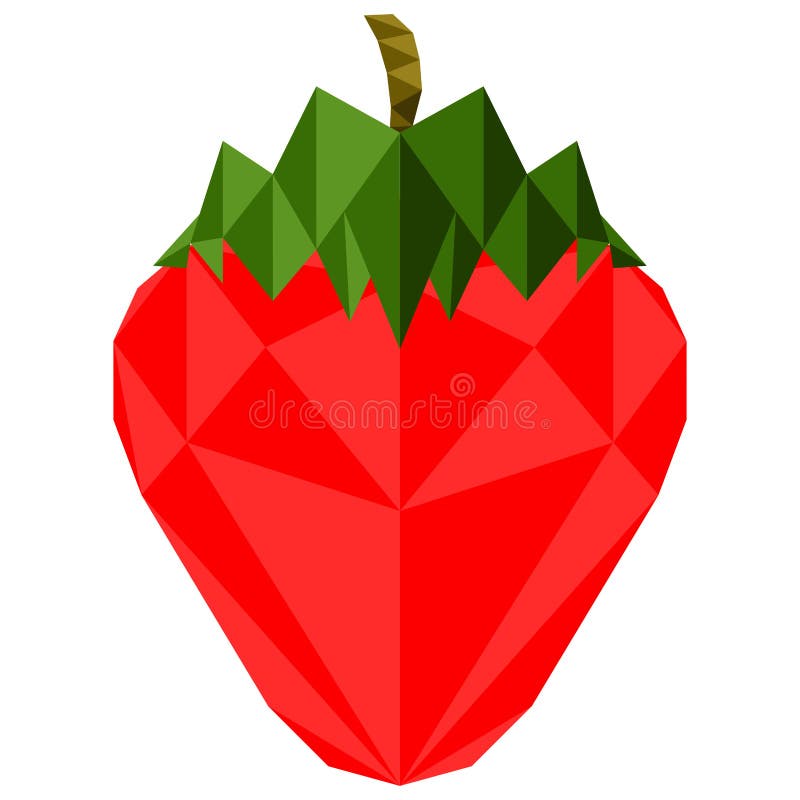 Low Poly Strawberry. Stylized 3d Illustration. Stock Illustration
