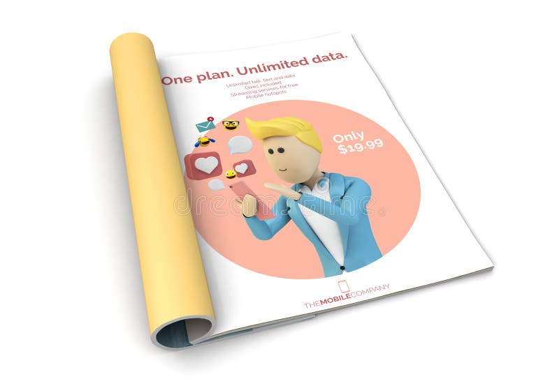 Isolated magazine mobile data offer advertising vector illustration