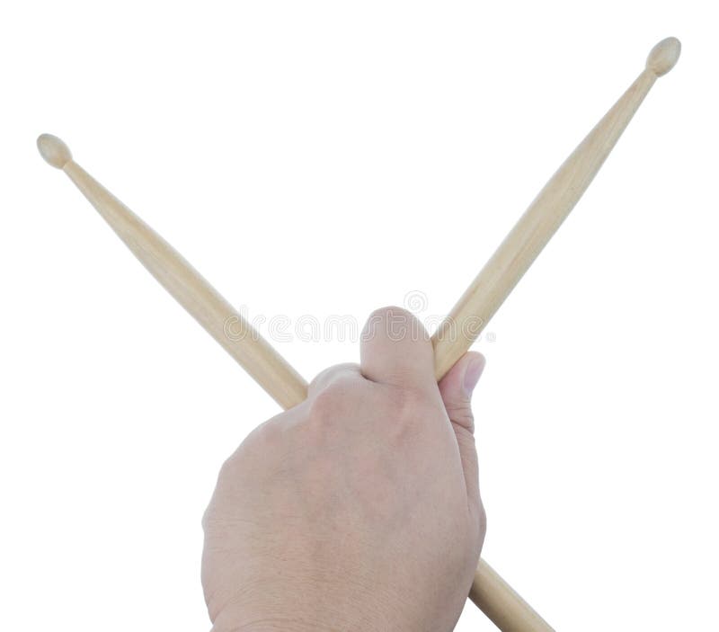 Isolated Male Left Hand Holding Drum Stick In Traditional Position