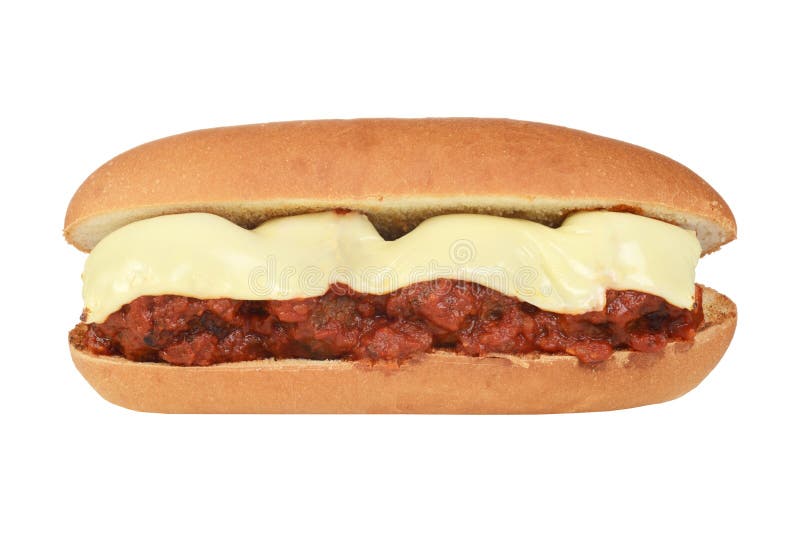 Isolated meatball sub sandwich with cheese